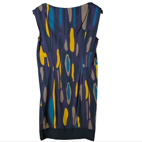 Diane von Furstenberg Abstract Print Silk Sheath Dress Size 12 - Picture 2 of 6